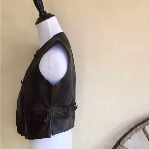 RALPH LAUREN Distressed Leather Moto Vest NWOT - Picture 4 of 8